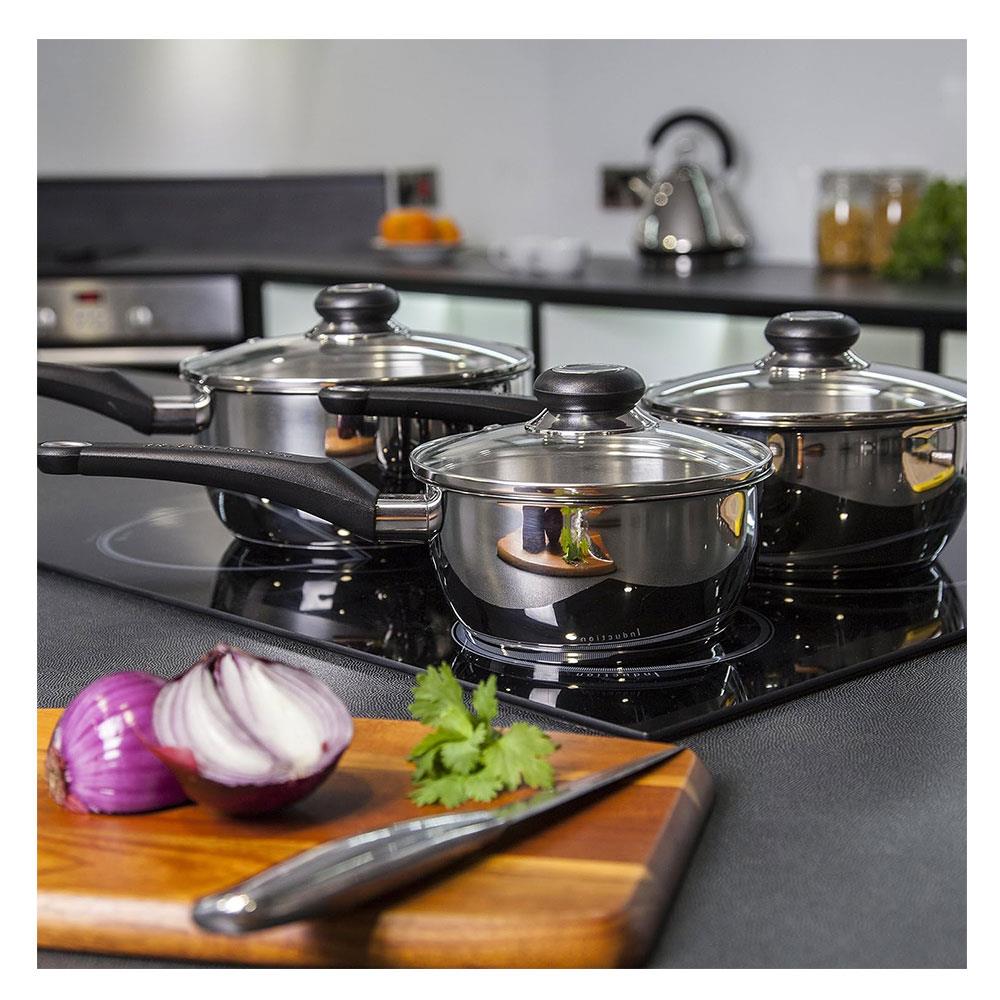 Morphy Richards Equip Pan Set 3 Piece – 16cm 18cm 20cm Stainless Steel Saucepan Secondary image