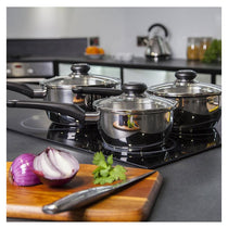 Morphy Richards Equip Pan Set 3 Piece – 16cm 18cm 20cm Stainless Steel Saucepan