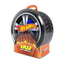 Hot Wheels Wheel Shaped Storage Car Case Metal Carry Case Holds Up to 29 Cars Multicolour