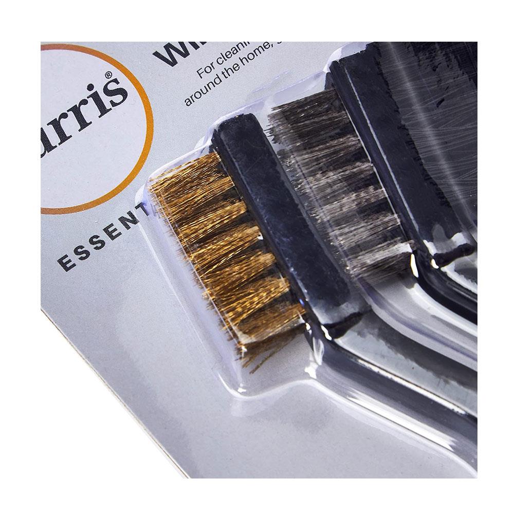 Harris Essentials Mini Wire Brush 3 Pack 1 x Nylon 1 x Steel 1 x Brass - Black