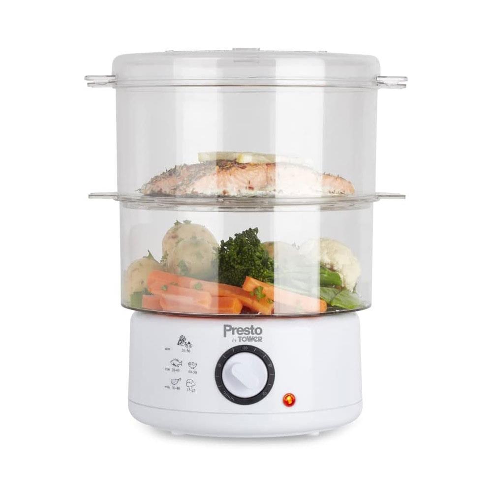 Tower Presto 2 Tier Steam Cooker 400W 2 x 2.4 Litres - White Main image