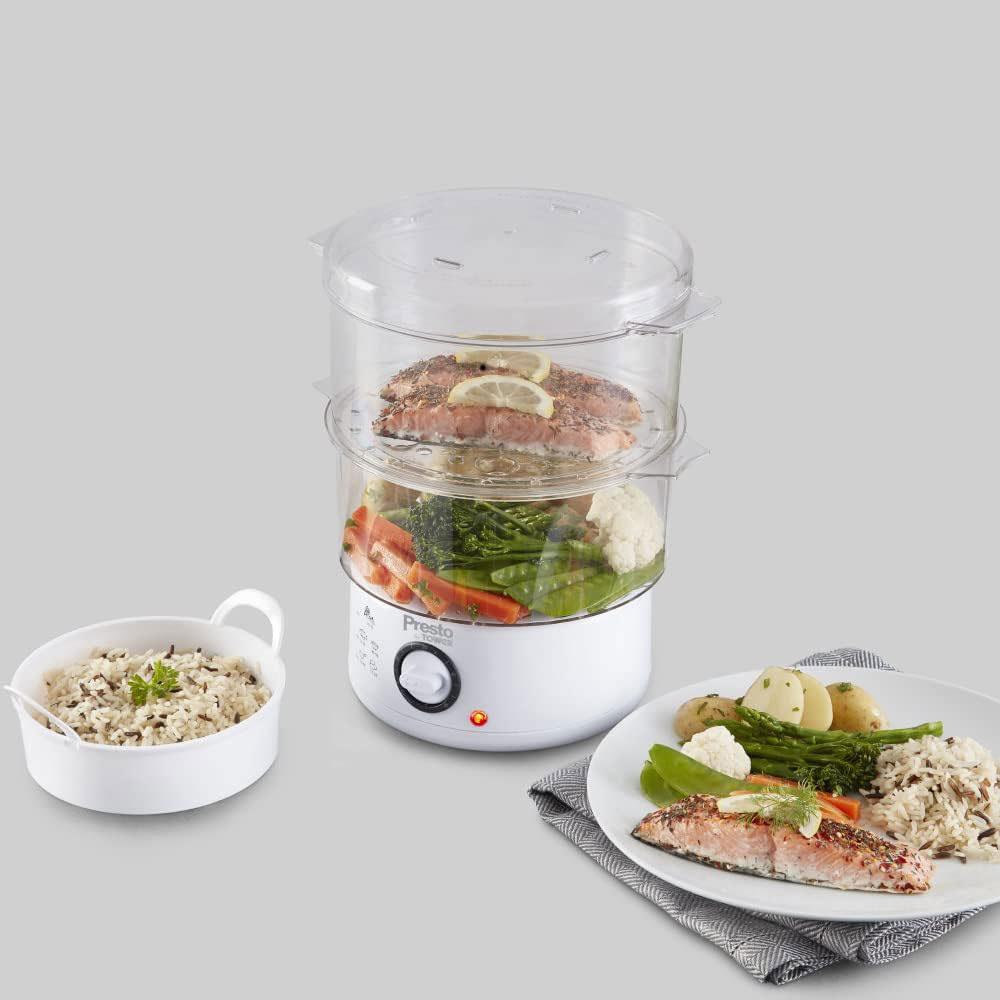 Tower Presto 2 Tier Steam Cooker 400W 2 x 2.4 Litres - White Secondary image