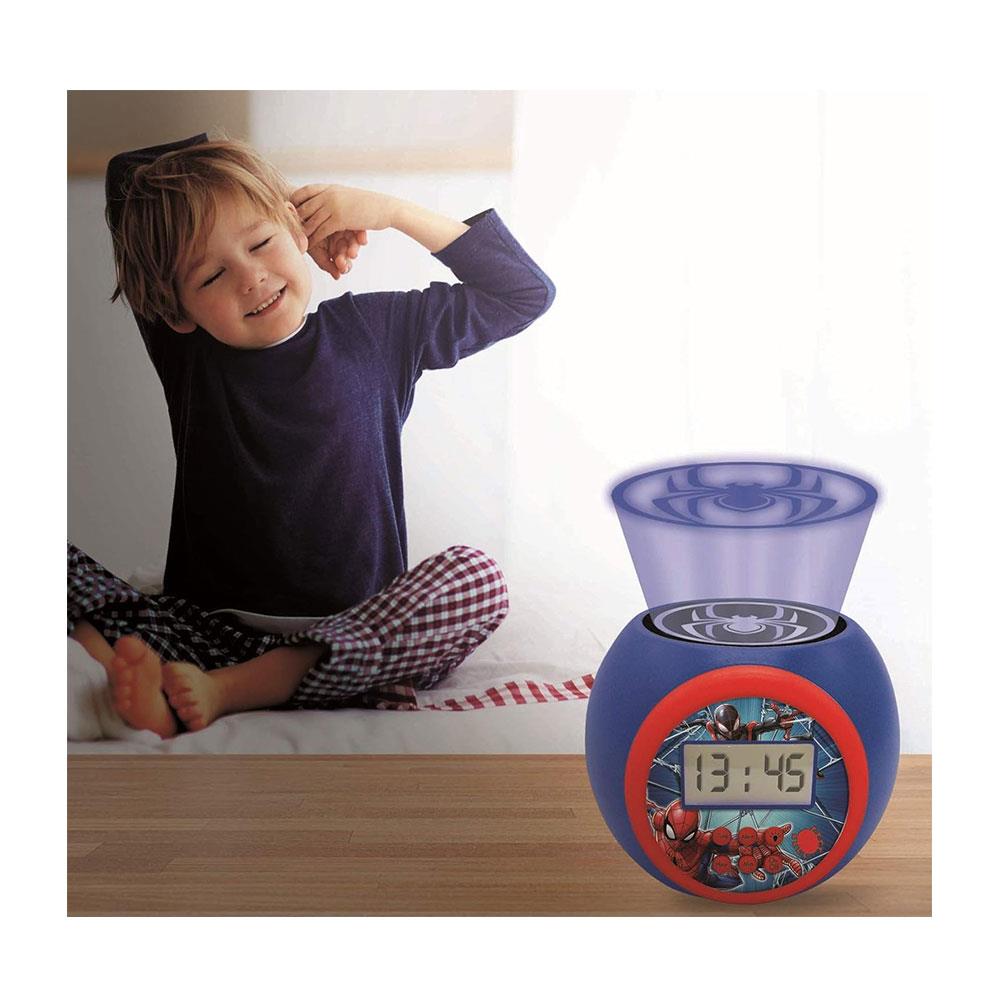 Lexibook Spider-Man Childrens Projector Clock With Night Light Timer Snooze Alarm - Multicolour