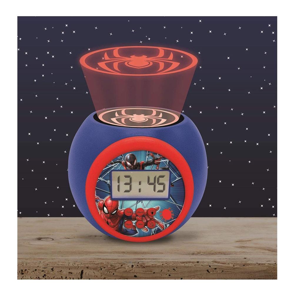 Lexibook Spider-Man Childrens Projector Clock With Night Light Timer Snooze Alarm - Multicolour