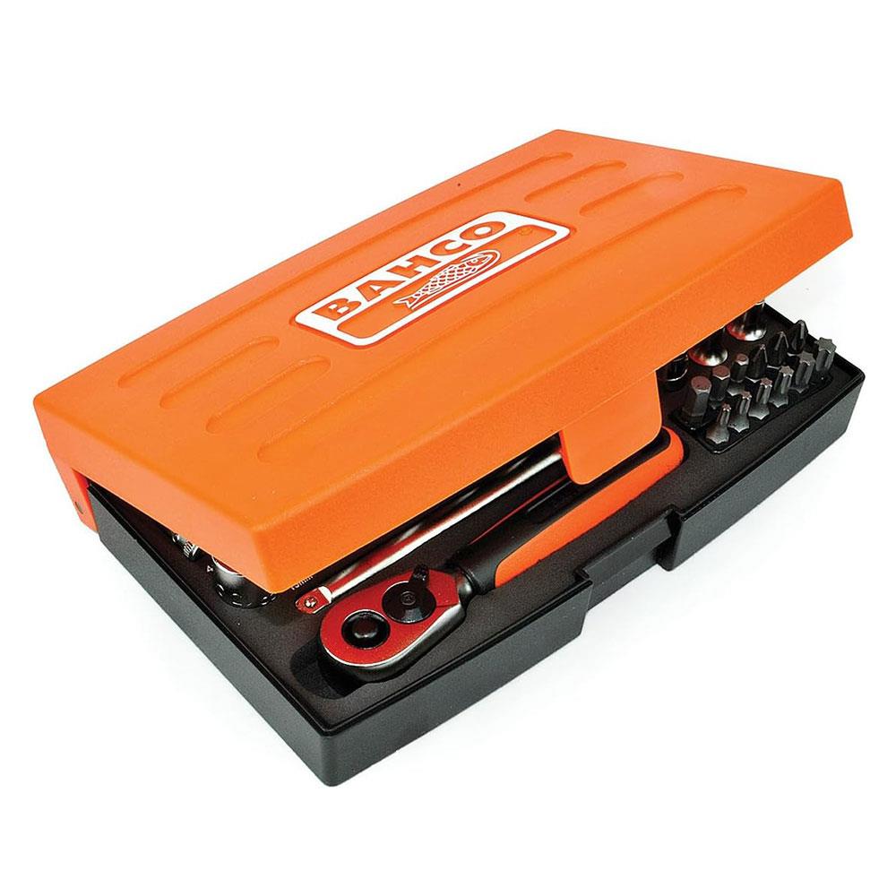 Bahco 1/4 Inch Square Drive Socket And Deep Socket Set With Metric Hex Profile And Screwdriver Bits - 37 Pieces Secondary image