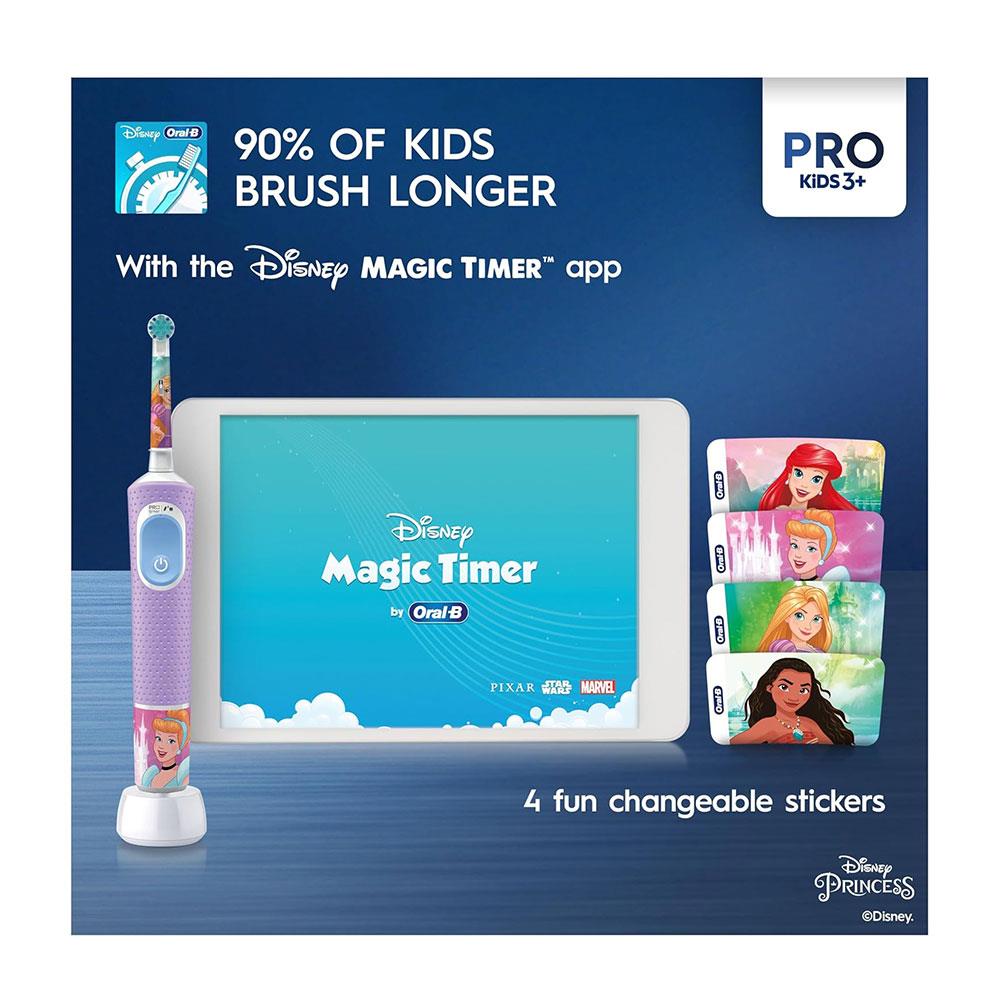 Oral-B Disney Princess Vitality Pro Kids Electric Toothbrush 2 Modes - Purple