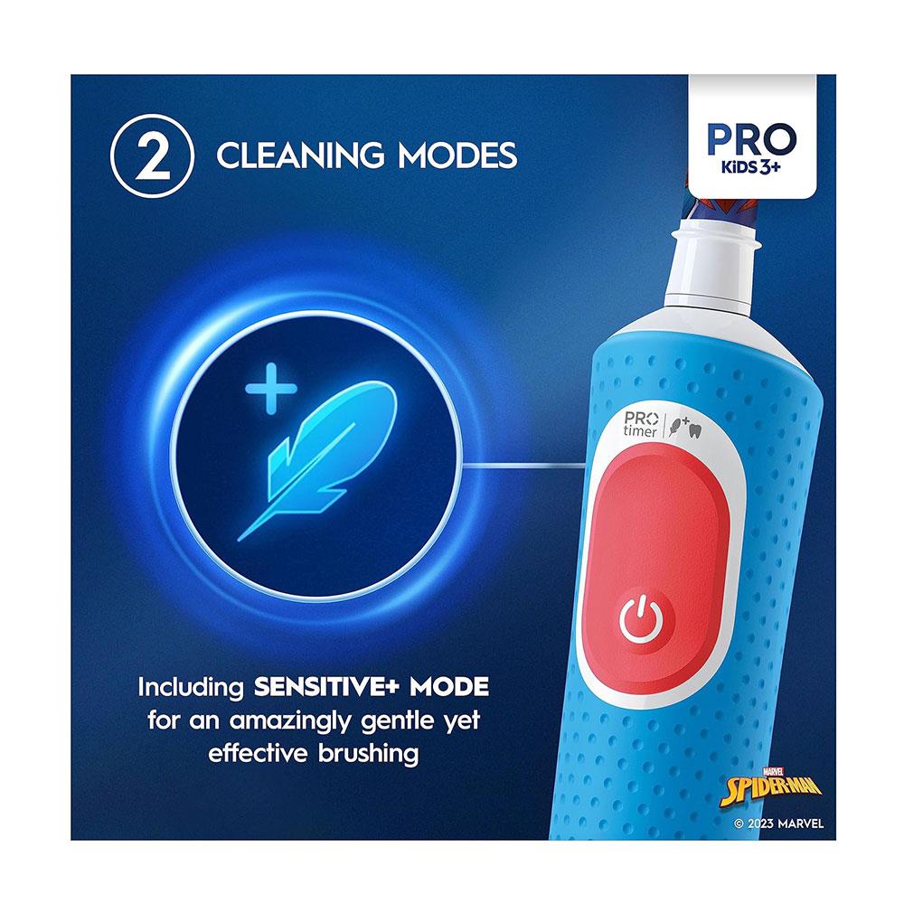 Oral-B Marvel Spiderman Vitality Pro Kids Electric Toothbrush 2 Modes Extra Soft - Red & Blue D12KIDSPROSPI