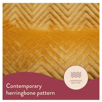 Dreamland Hurry Home Deluxe Velvet Herringbone Quilted Heated Warming Throw Blanket 120 x 160 cm - Mustard Yellow