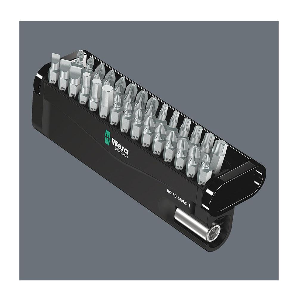 Wera Bit-Check 30 Metal 1 Screwdriver Bit Set And Holder PZ/PH/TX/SL Hex-Plus - 30 Piece