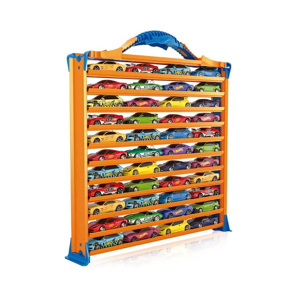 Hot Wheels Rack N' Track Cars & Toys Organiser Storage With 44 Vehicle Compartments - Multicolour Main image