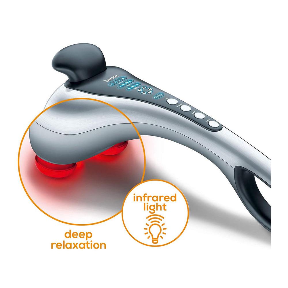 Beurer Infrared Tapping Body Massager 4 Massage Programs 5 Speeds 2 Attachments - Silver/Gray