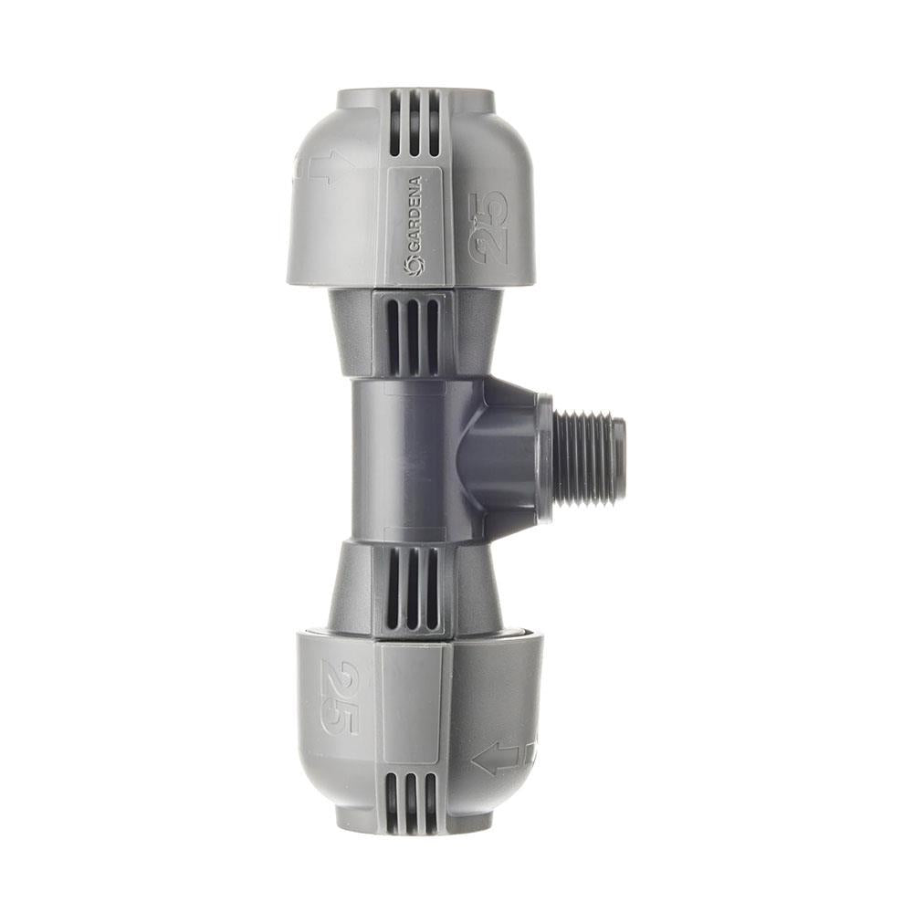 Gardena T-Piece 25mm x 1/2 Inch Male Thread - Grey Secondary image