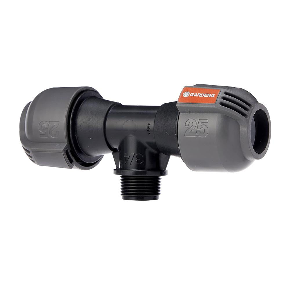 Gardena T-Piece 25mm x 3/4 Inch Male Thread - Grey Main image