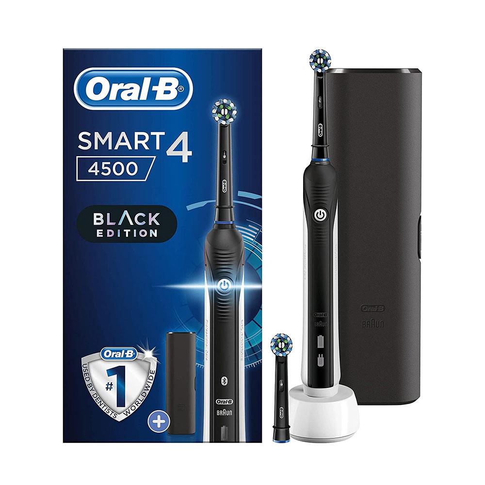 Oral-B Smart 4 4500 Electric Toothbrush 3 Modes 2 Tooth Brush Heads Travel Case - Black Edition Main image