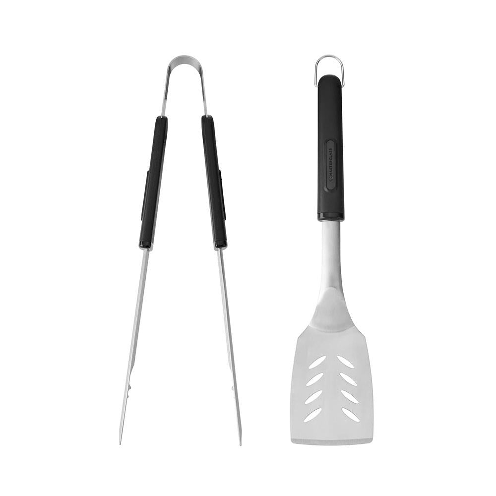 MasterClass Barbecue Tongs & Turner Stainless Steel Utensils With Long Heat Resistant Handles - Set of 2 Main image