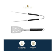 MasterClass Barbecue Tongs & Turner Stainless Steel Utensils With Long Heat Resistant Handles - Set of 2