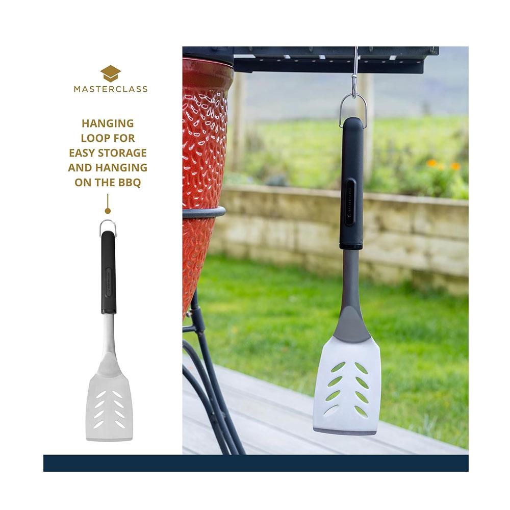 MasterClass Barbecue Tongs & Turner Stainless Steel Utensils With Long Heat Resistant Handles - Set of 2