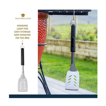 MasterClass Barbecue Tongs & Turner Stainless Steel Utensils With Long Heat Resistant Handles - Set of 2