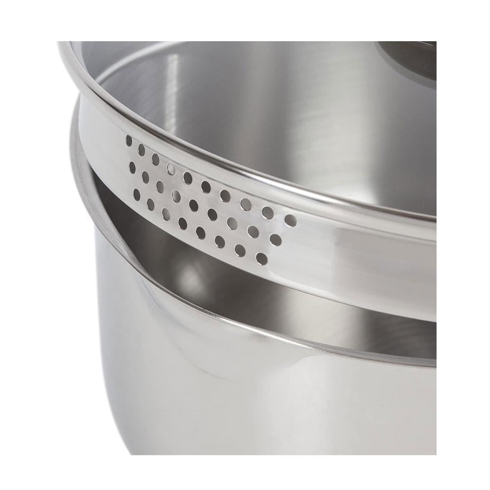 Morphy Richards Induction Frying Pan And Saucepan 5 Piece Set With Lids Stainless Steel - Silver