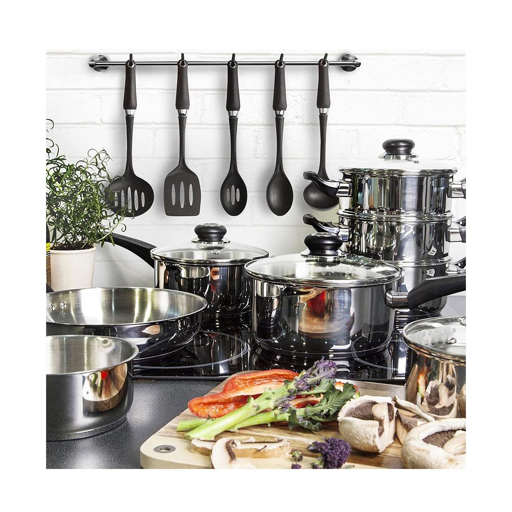 Morphy Richards Induction Frying Pan And Saucepan 5 Piece Set With Lids Stainless Steel - Silver