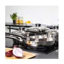 Morphy Richards Induction Frying Pan And Saucepan 5 Piece Set With Lids Stainless Steel - Silver