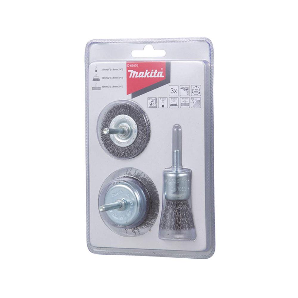 Makita Drill Wire Brush Set Brush Cup Wheel 1/4 Straight Shank - 3 Piece Main image