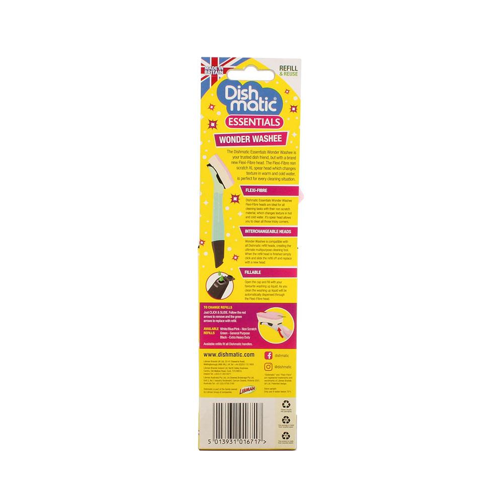 Dishmatic Essentials Wonder Washee Fillable Washing Up Handle Non Scratch Scourer - Multicolour