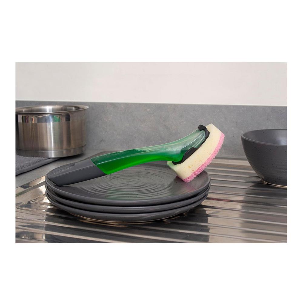 Dishmatic Essentials Wonder Washee Fillable Washing Up Handle Non Scratch Scourer - Multicolour