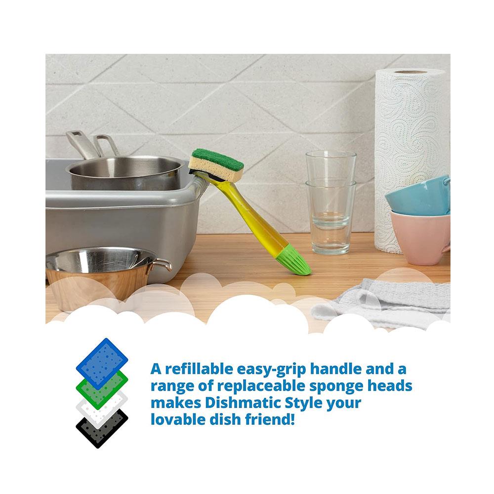 Dishmatic Fillable Washing Up Handle Replaceable Sponge - Multicolour
