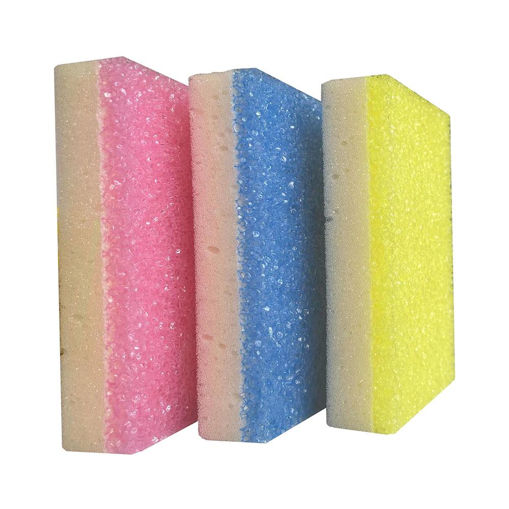 Dishmatic Wonder Scrub Sponge Scourers Non-Scratch Multipurpose Dual Action 3 Pack - Pink/Blue/Yellow