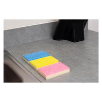 Dishmatic Wonder Scrub Sponge Scourers Non-Scratch Multipurpose Dual Action 3 Pack - Pink/Blue/Yellow