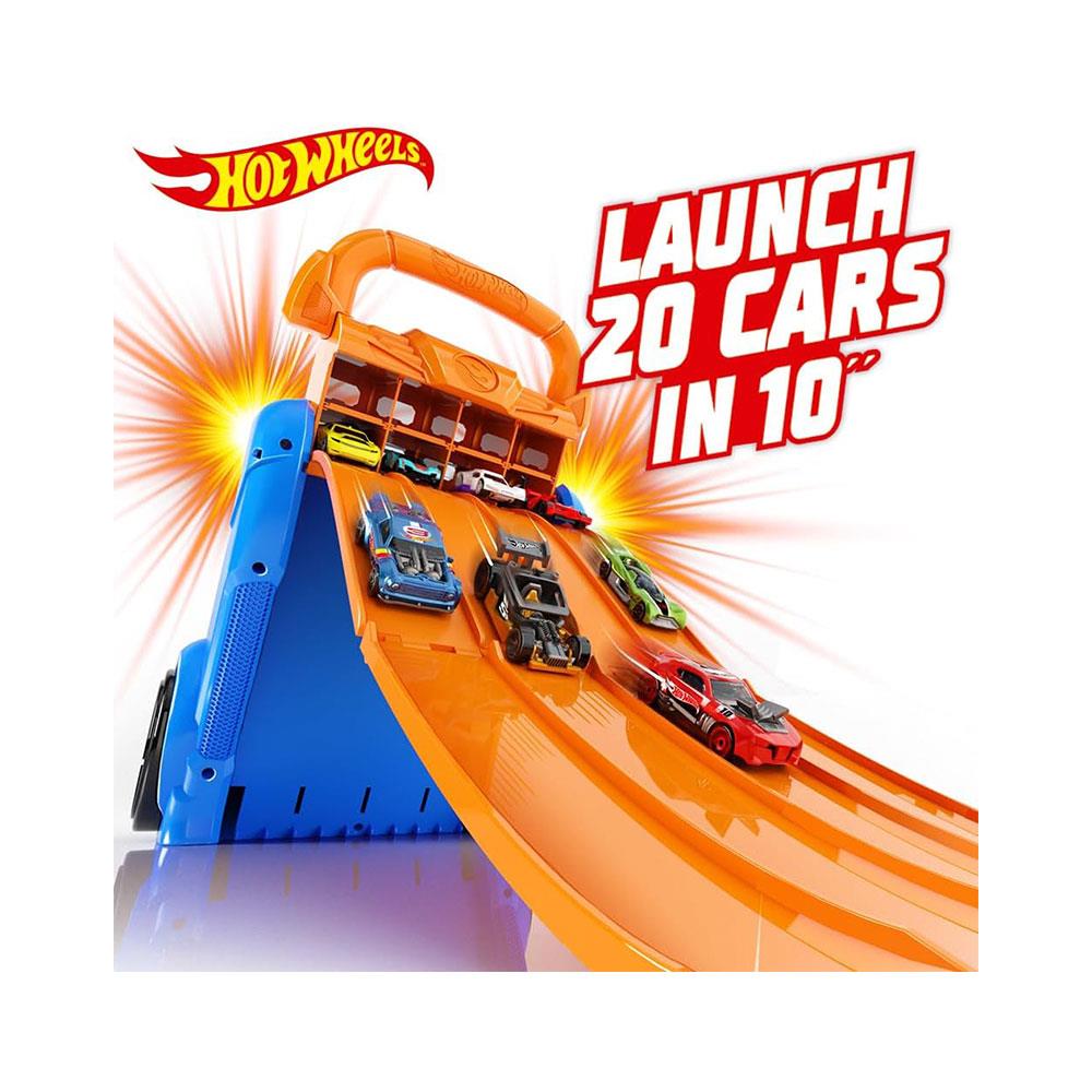 Hot Wheels Multilauncher Ultra Racing Car Case Stores Up To 20 Cars - Multicolour