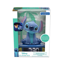 Lexibook 3D Disney Stitch Childrens Clock With Night Light - Blue