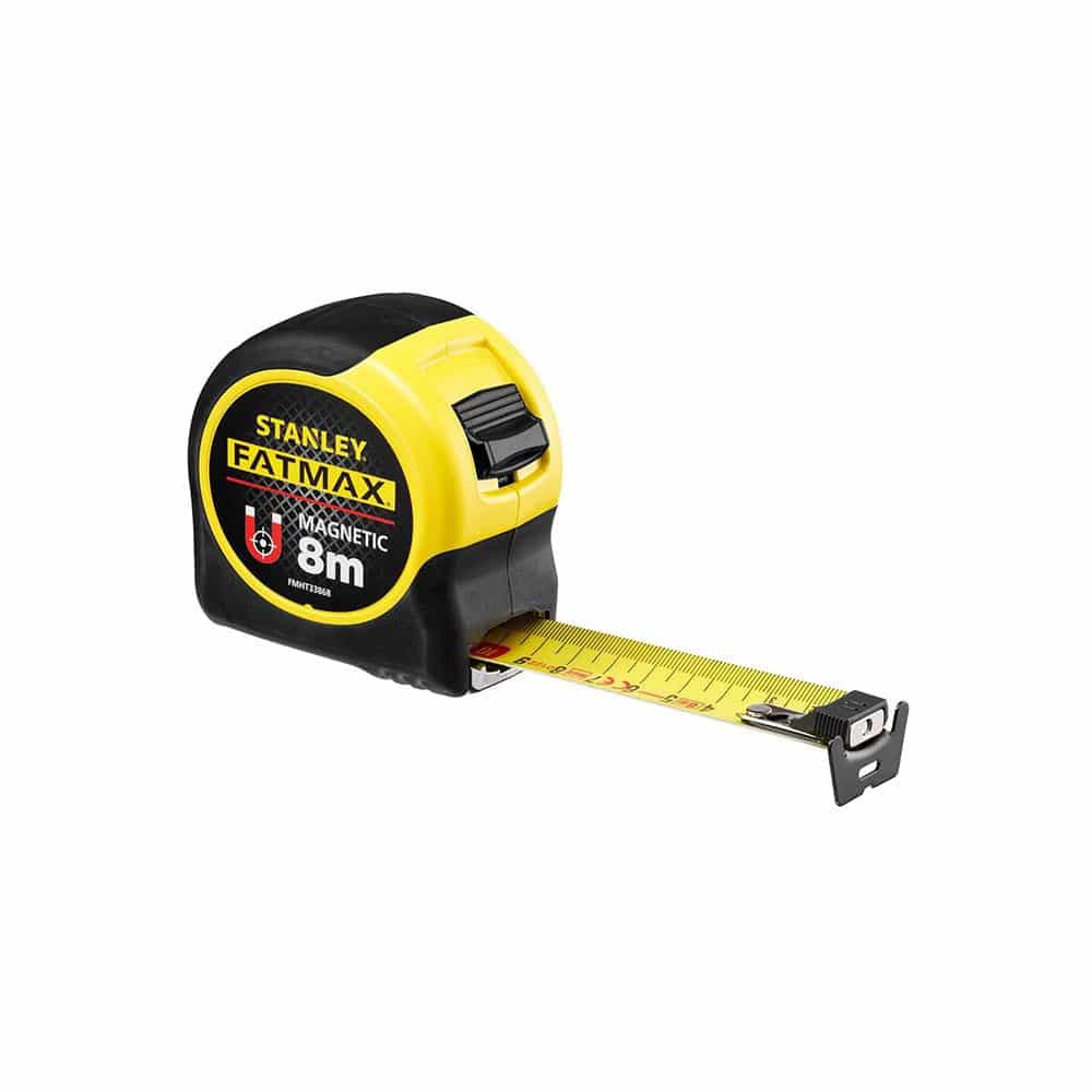 Stanley FatMax Magnetic Tip Tape 8 Metres Metric Only - Yellow/Black Main image