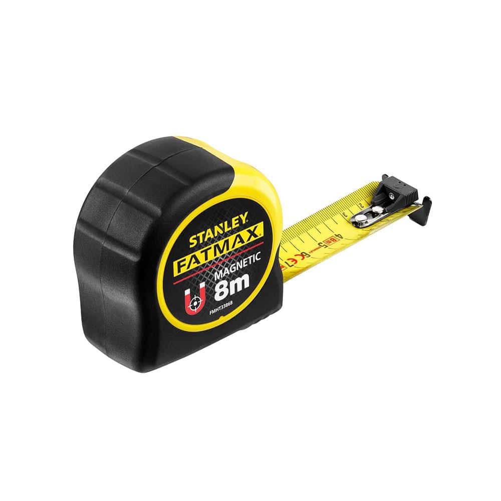 Stanley FatMax Magnetic Tip Tape 8 Metres Metric Only - Yellow/Black