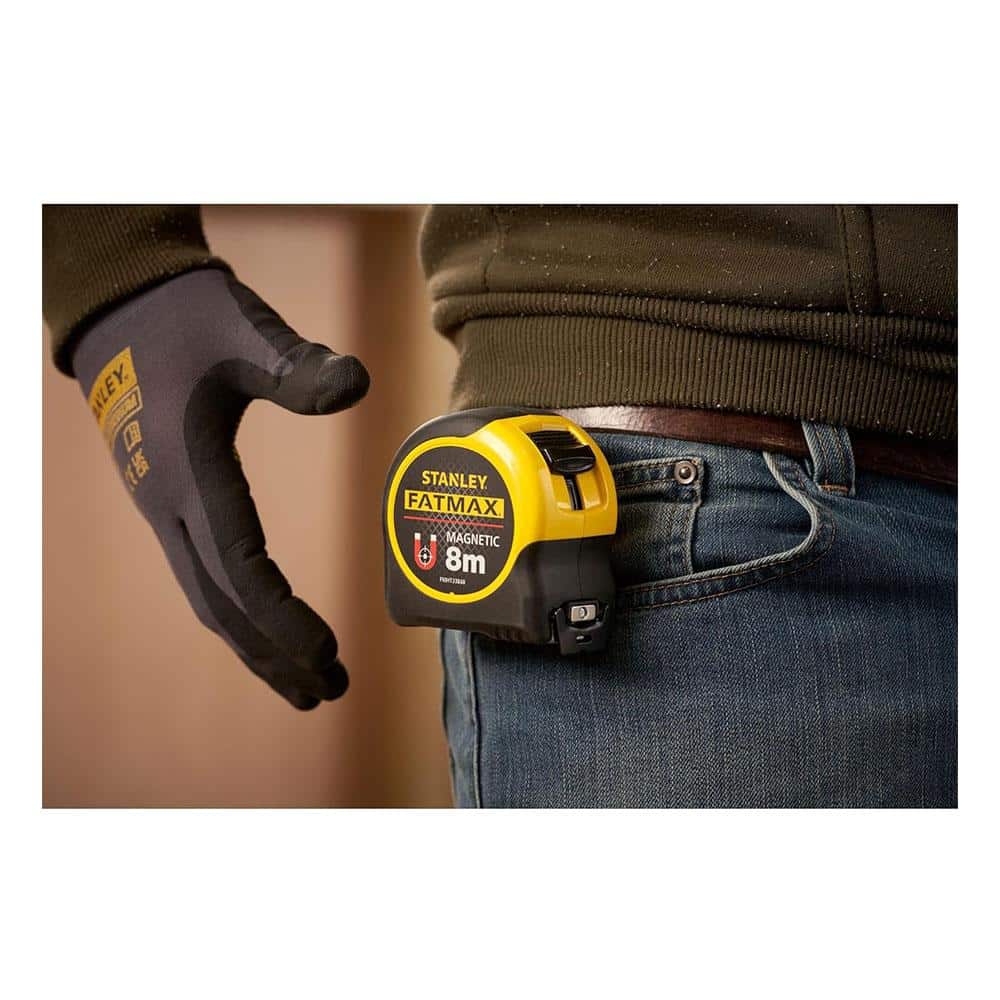 Stanley FatMax Magnetic Tip Tape 8 Metres Metric Only - Yellow/Black