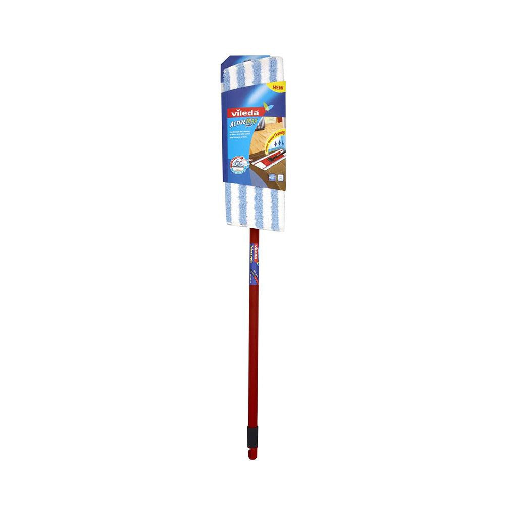 Vileda Active Max Mop With Telescopic Broom Handle Microfibre & Cotton - Red/Black Main image