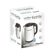 Infapower Diamond Design Cordless Kettle 360 Degree 1800W 2.5 Litres - White