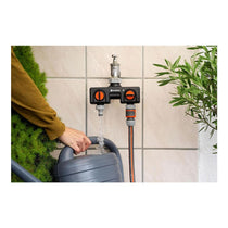 Gardena Twin-Tap Connector For Operating Two Watering Accessories - Orange/Black/Grey