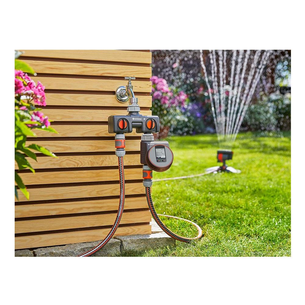 Gardena Twin-Tap Connector For Operating Two Watering Accessories - Orange/Black/Grey