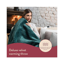 Dreamland Hurry Home Deluxe Velvet Warming Throw Electric Blanket 160cm x 120cm - Green