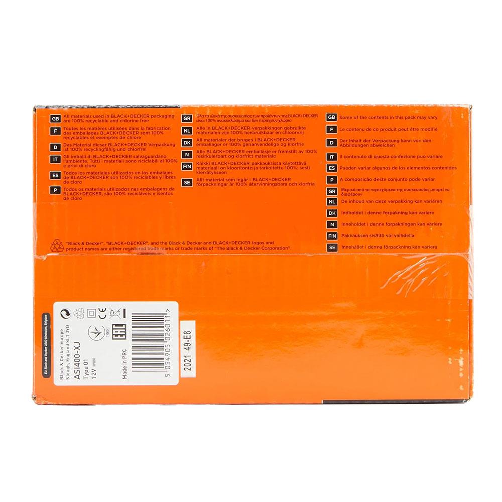 Black & Decker 12V Electric Cordless High Pressure Inflator - Orange/Black
