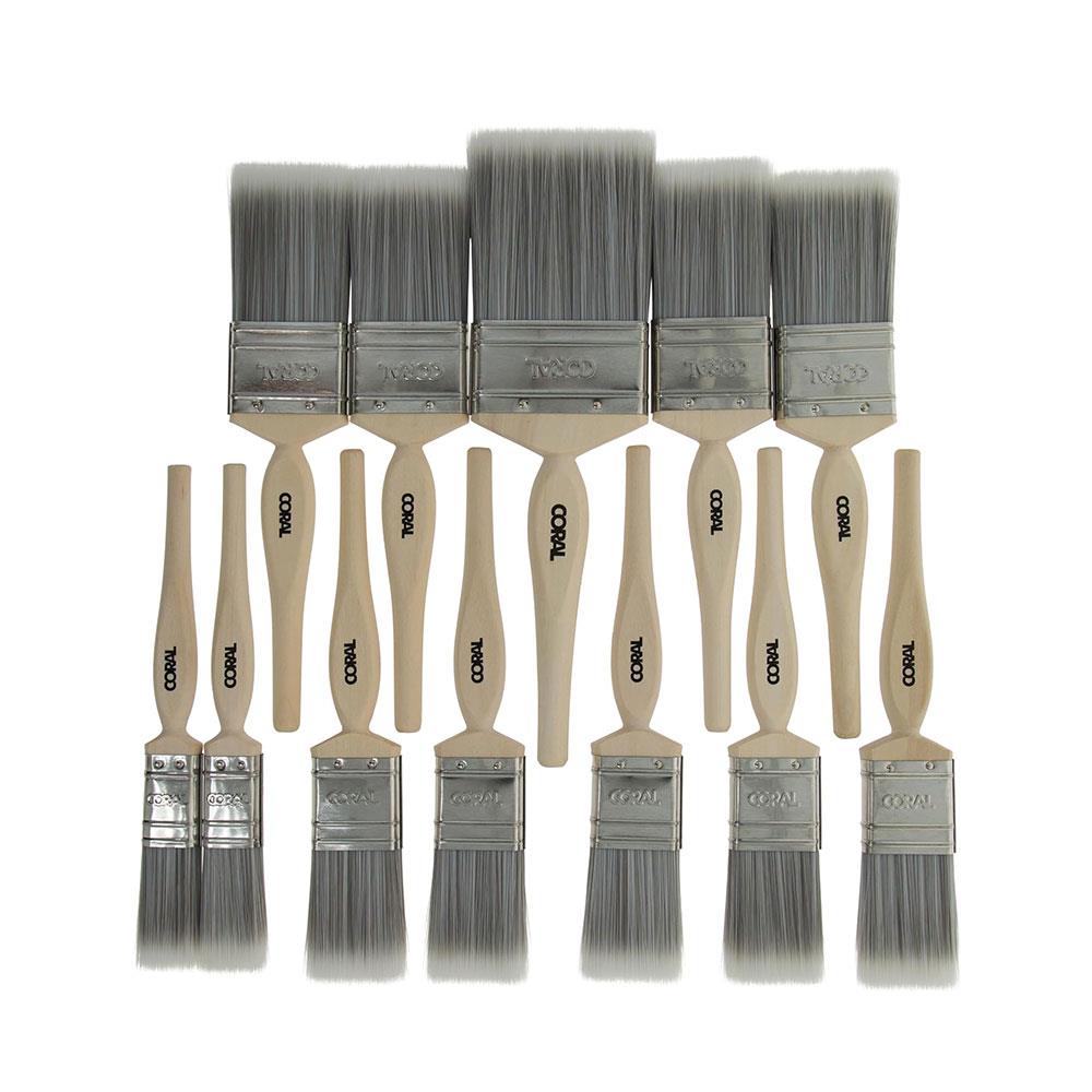 Coral Painters Dozen Paint Brush Set 2 X 1 Inch 5 X 1.5 Inch 4 X 2 Inch & 3 Inch - 12 Piece Main image