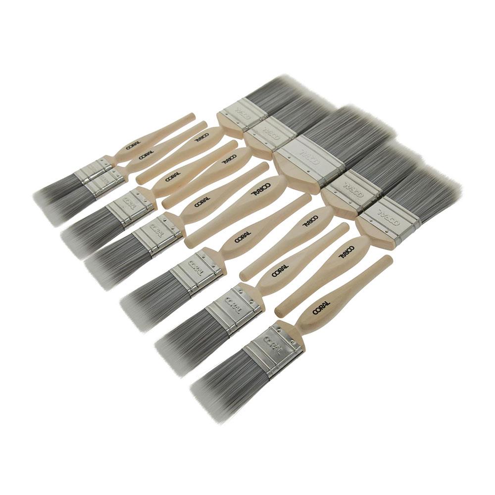 Coral Painters Dozen Paint Brush Set 2 X 1 Inch 5 X 1.5 Inch 4 X 2 Inch & 3 Inch - 12 Piece