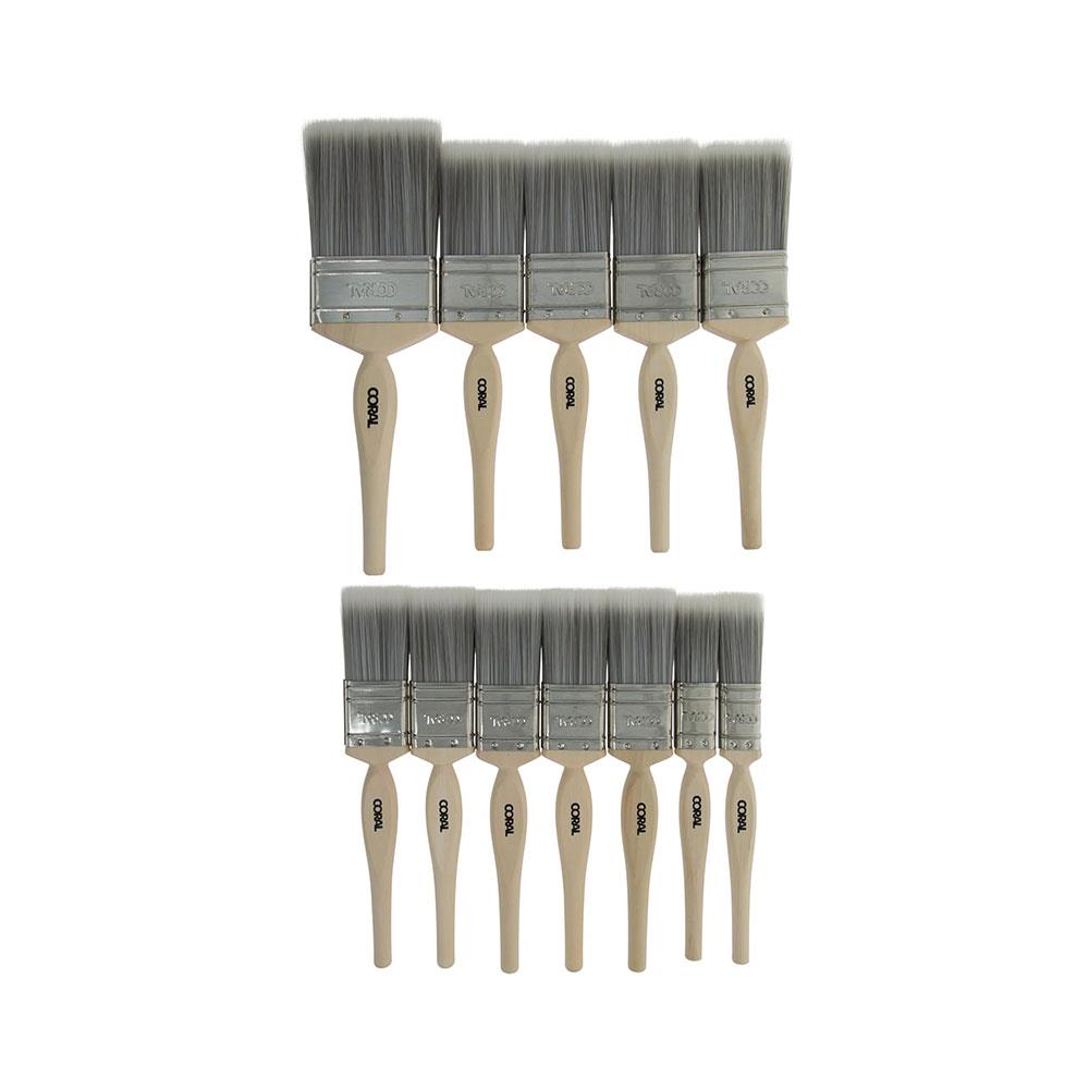 Coral Painters Dozen Paint Brush Set 2 X 1 Inch 5 X 1.5 Inch 4 X 2 Inch & 3 Inch - 12 Piece