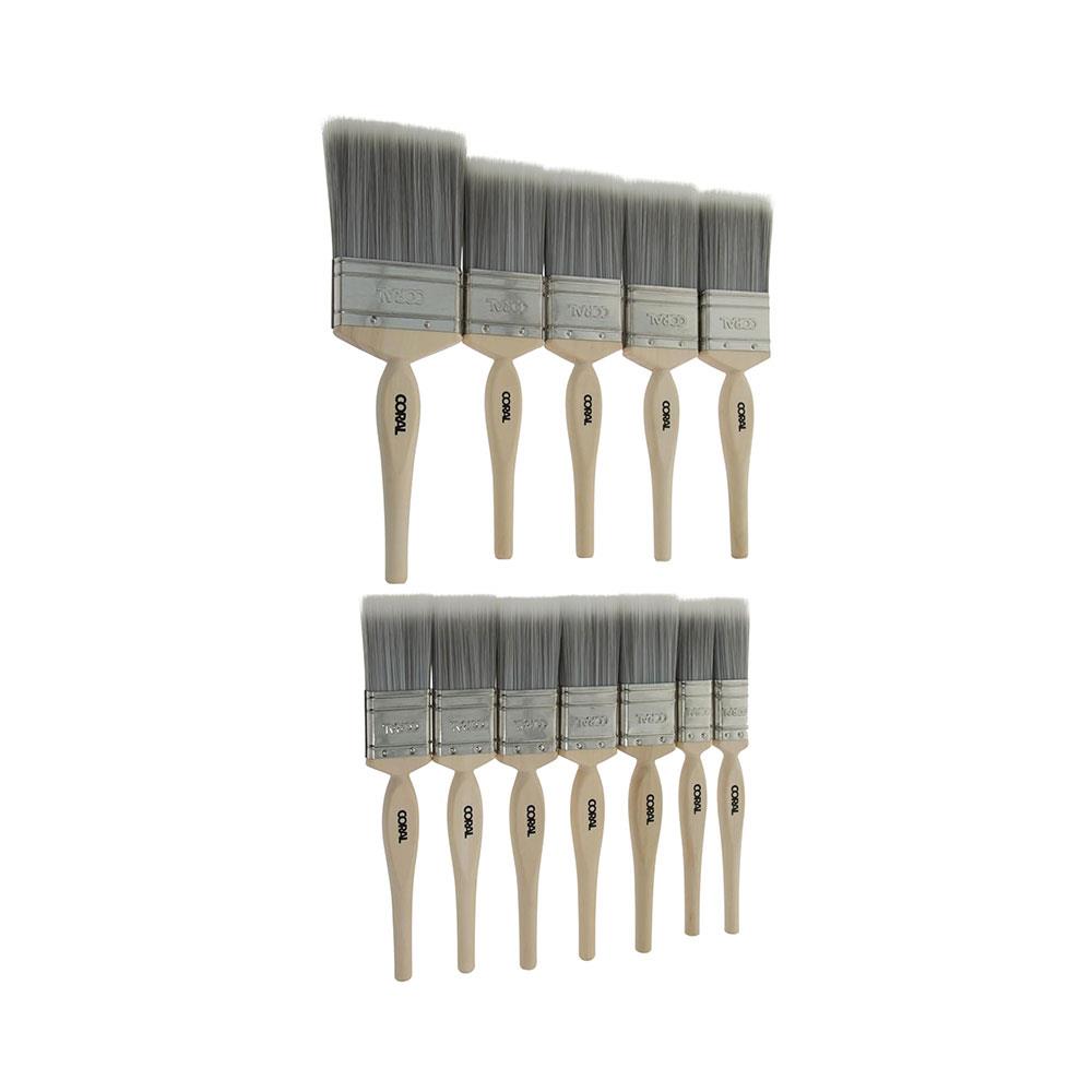 Coral Painters Dozen Paint Brush Set 2 X 1 Inch 5 X 1.5 Inch 4 X 2 Inch & 3 Inch - 12 Piece