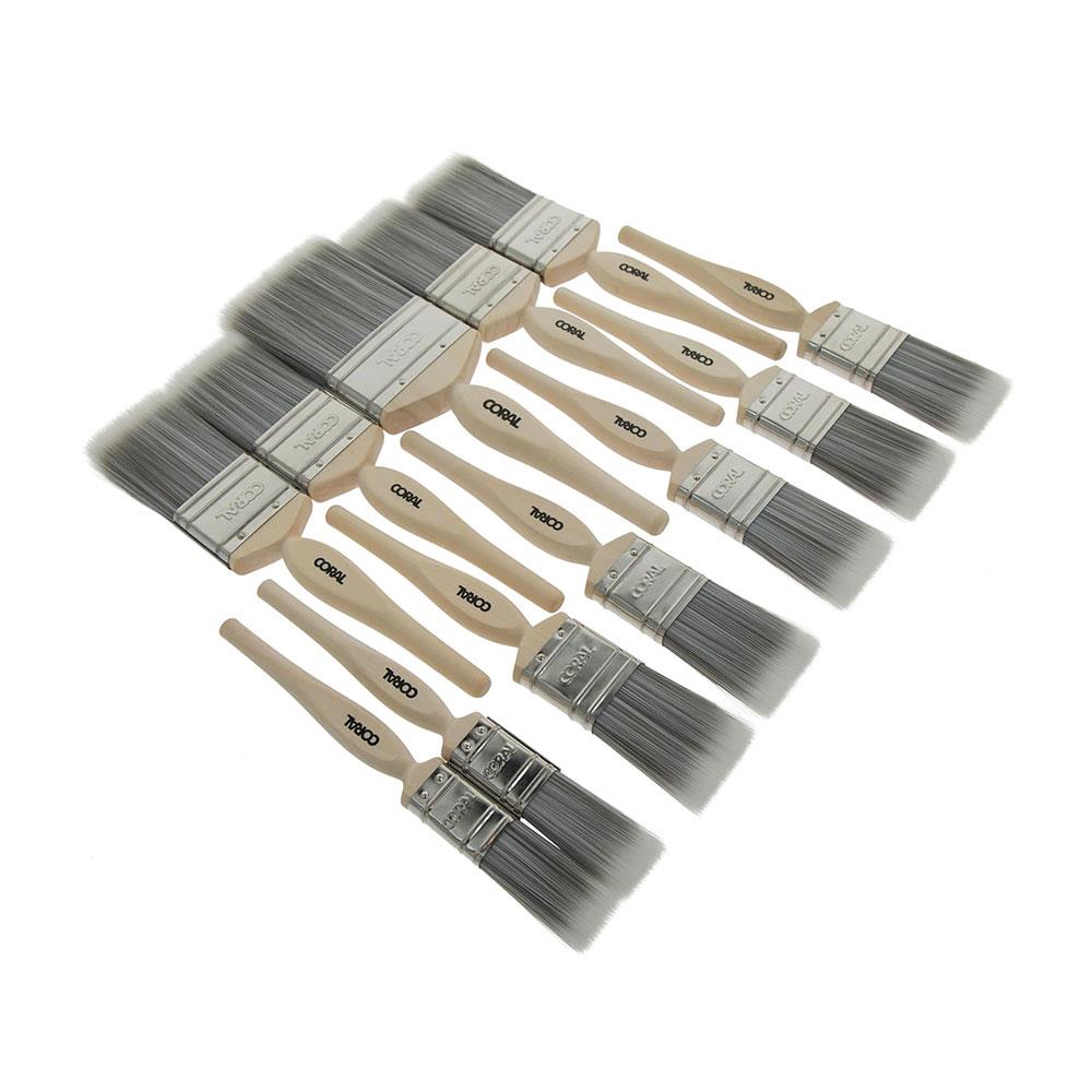 Coral Painters Dozen Paint Brush Set 2 X 1 Inch 5 X 1.5 Inch 4 X 2 Inch & 3 Inch - 12 Piece