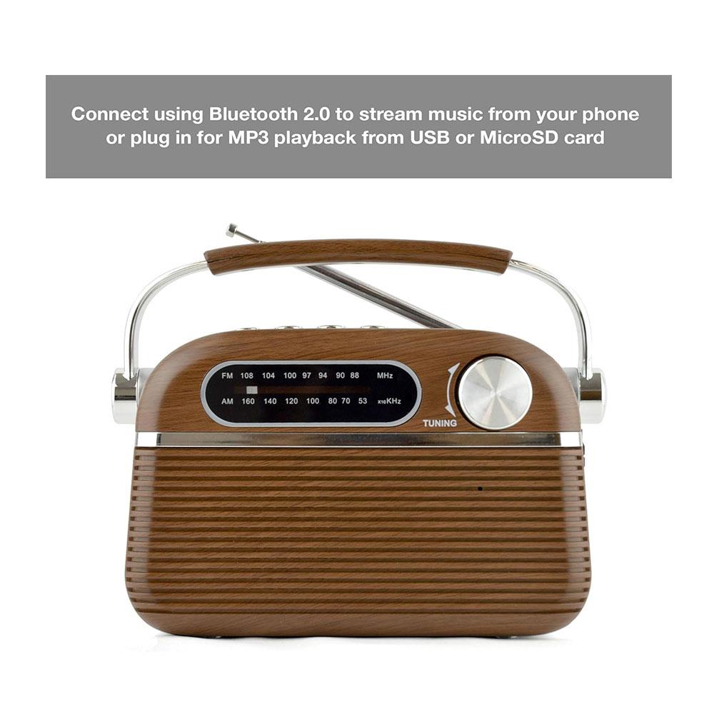 Lloytron Vintage Rechargeable Bluetooth AM/FM Radio - Wood Effect Secondary image