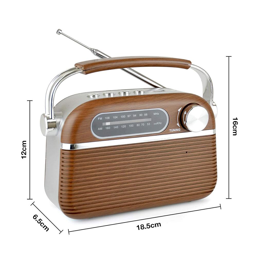 Lloytron Vintage Rechargeable Bluetooth AM/FM Radio - Wood Effect