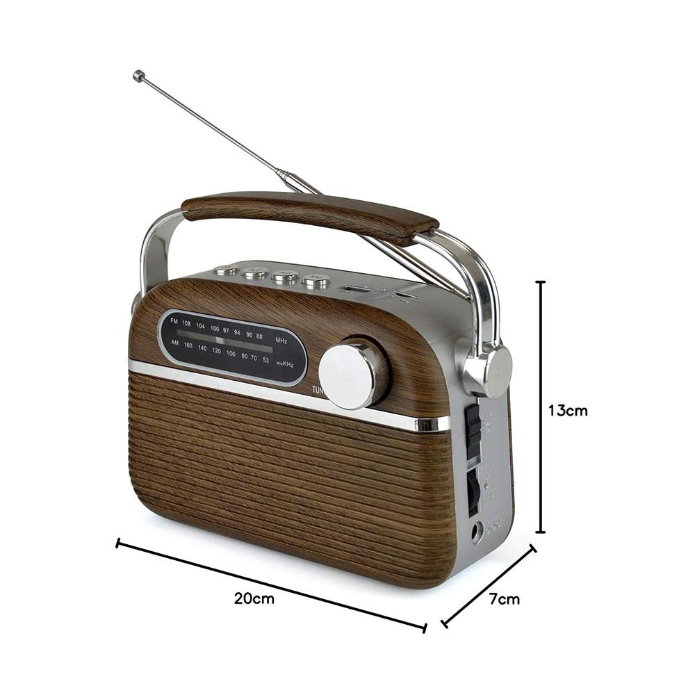 Lloytron Vintage Rechargeable Bluetooth AM/FM Radio - Wood Effect